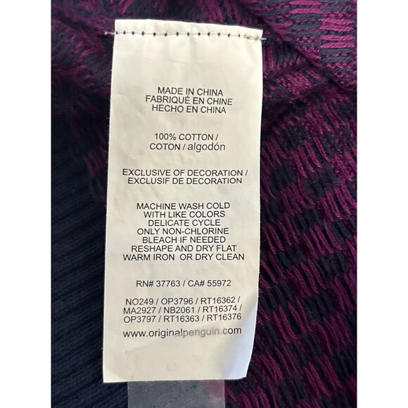 Original Penguin Checkered Sweater Long Sleeve Crew Neck Mens Size L Cotton Blen - Picture 7 of 9